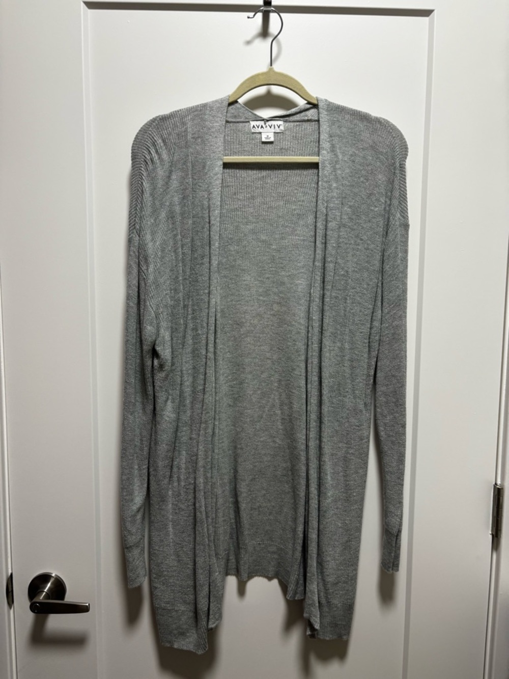 Ava & Viv Gray Open-Front Lightweight Cardigan